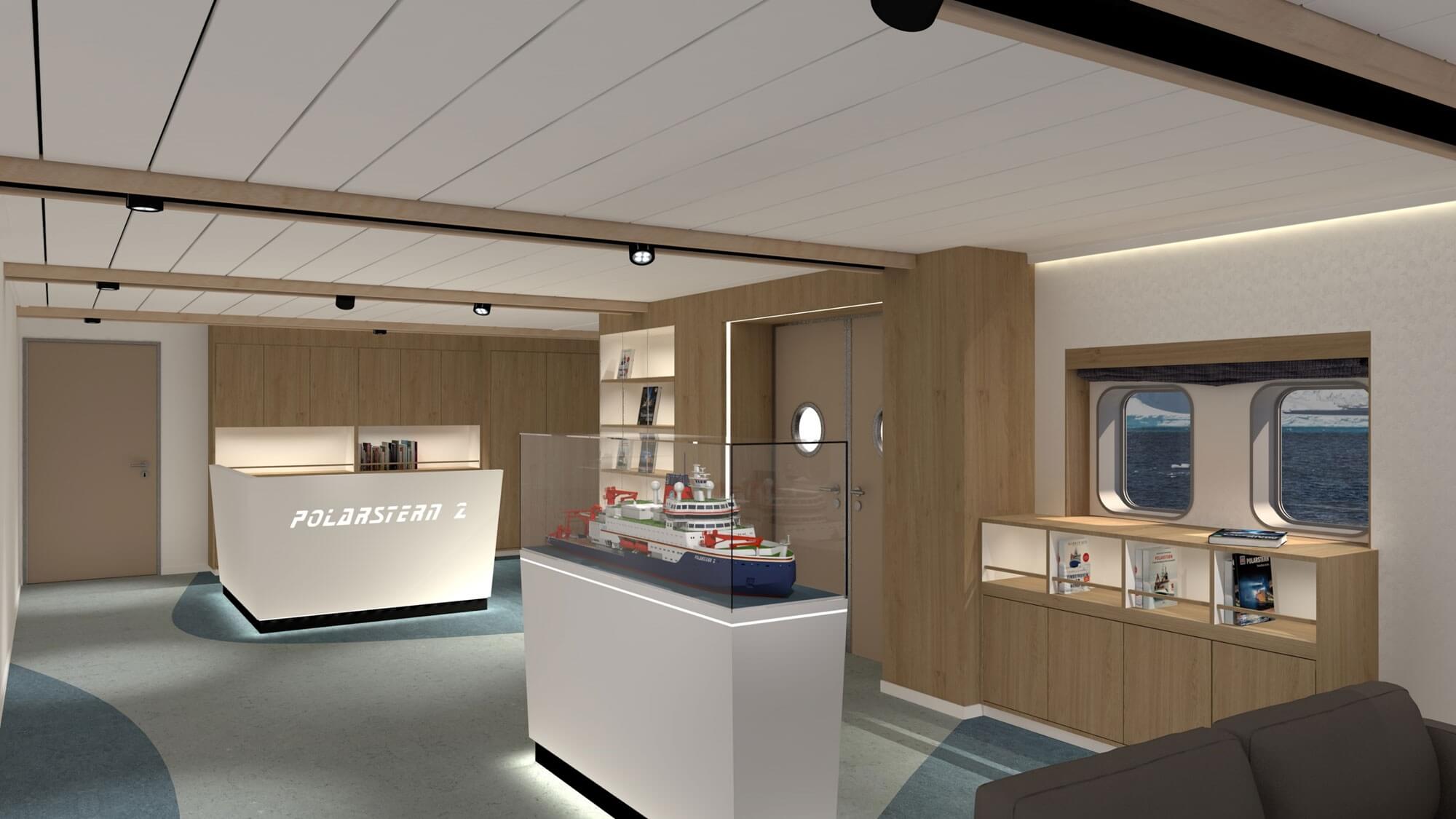 Innenraum-Rendering der Polarstern mit moderner Ausstattung