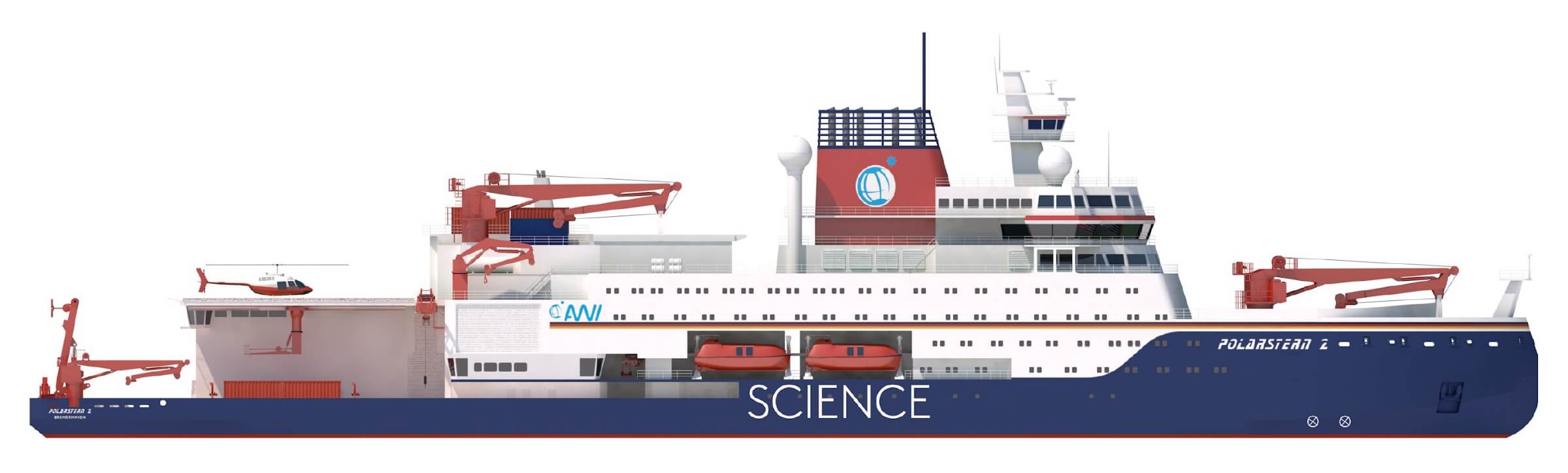 3D-Visualisierung des Schiffs Polarstern in Profilansicht