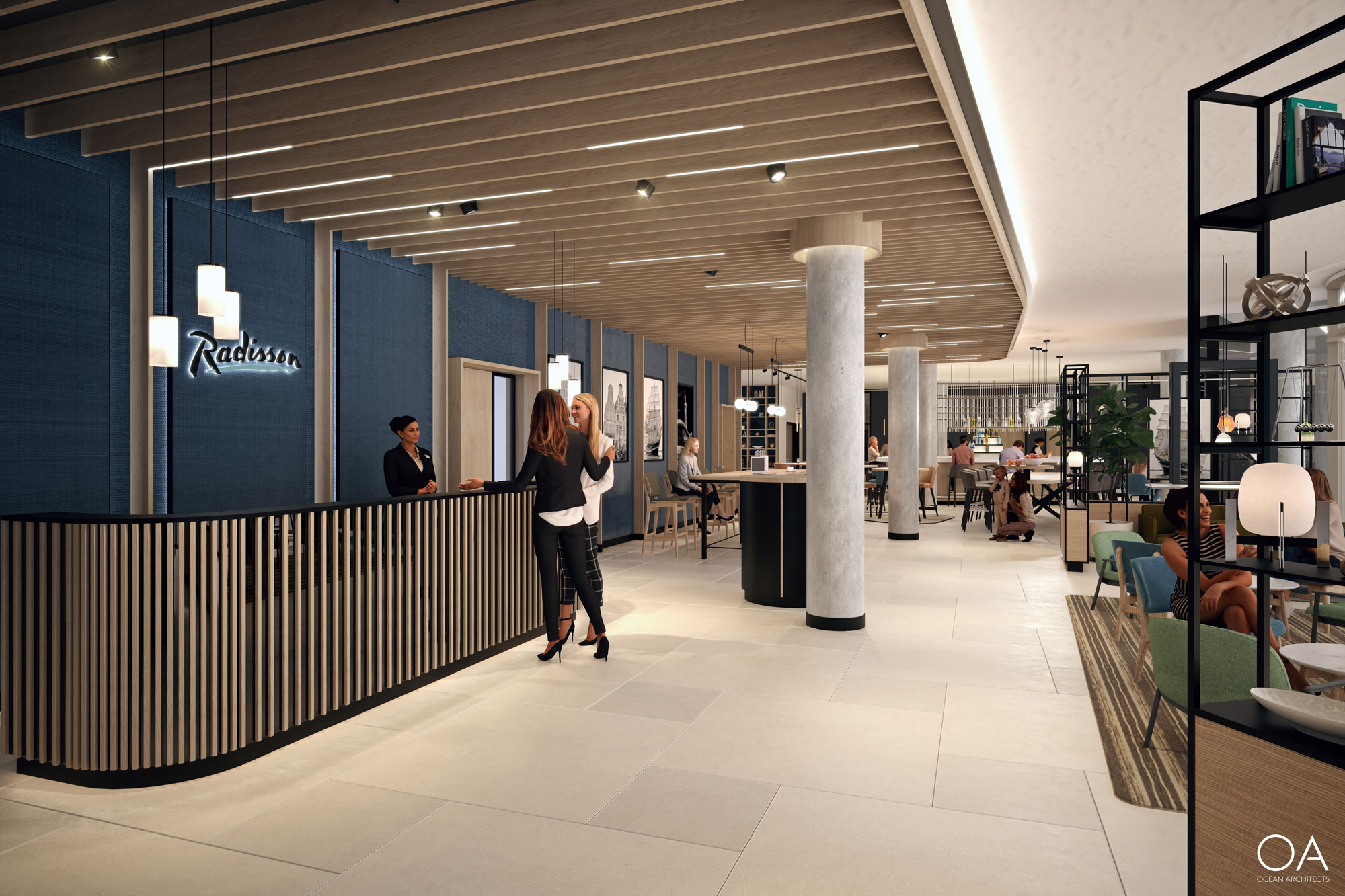 Hotelrezeption mit modernem Interiordesign